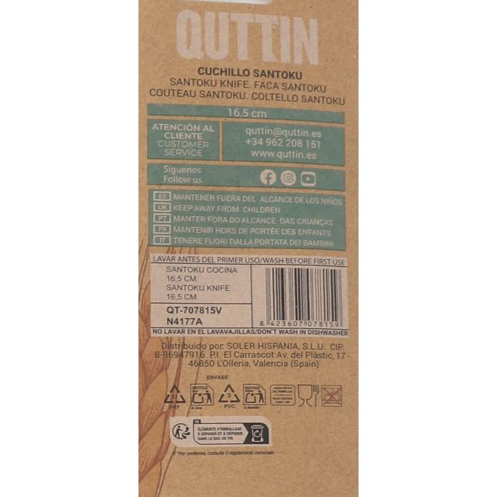 Quttin Cuchillo Santoku Cocina 16.5 cm Bio (24 Unidades) 2