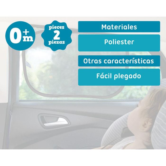 KioKids Parasol Para Luna De Coche, Protege a tu Bebé del Sol, Fácil de Plegar y Guardar, Negro 4