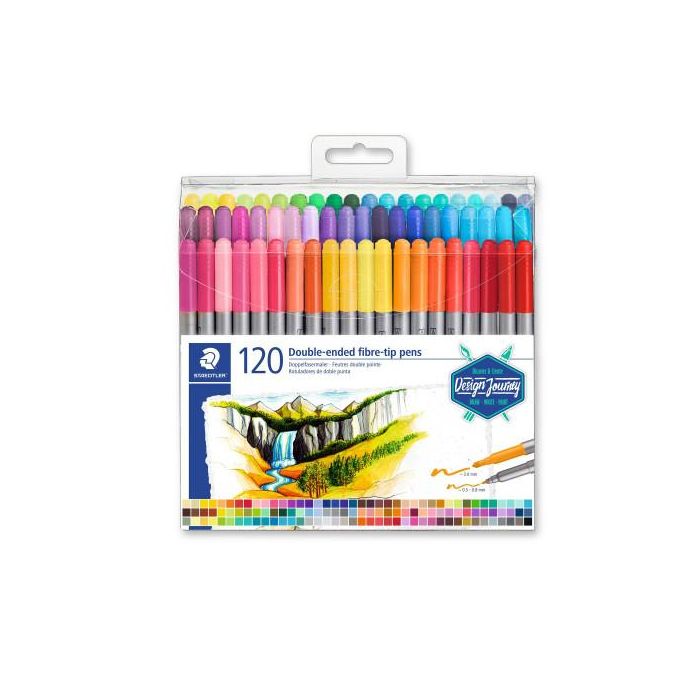 Estuche de Plástico con 120 Rotuladores, Colores Surtidos Staedtler 3200 TB120