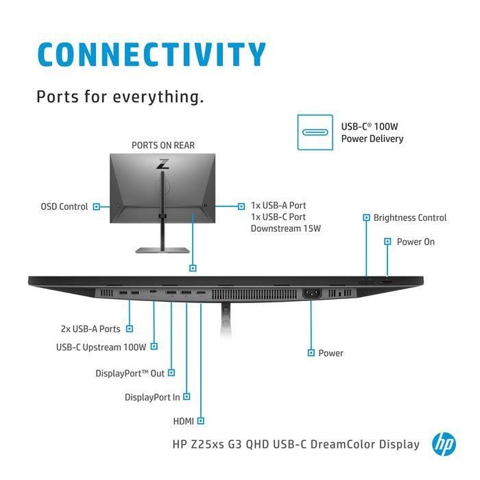 HP Z25xs G3 QHD USB-C DreamColor Display 17 HP Z25xs G3 QHD USB-C DreamColor Display 17