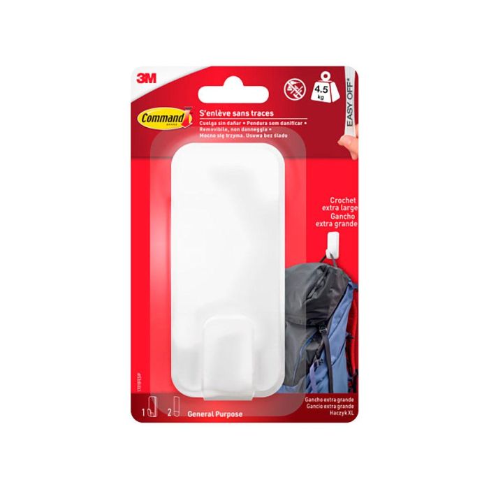 3M Command Gancho Adhesivo Blanco Extragrande Hasta 4.5kg BLISTER 1 7100306463 1 3M Command Gancho Adhesivo Blanco Extragrande Hasta 4.5kg BLISTER 1 7100306463 1