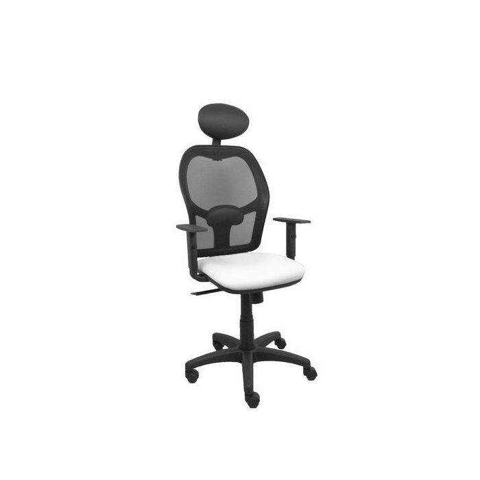 Silla Piqueras Y Crespo Alocen Brazos Regulables Cabecero Fijo Malla Negro Y Asiento Similpiel Blanco