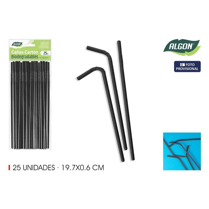 Set de 25 pajitas negras flexibles Algon 197x6 cm (24 Unidades) Set de 25 pajitas negras flexibles Algon 197x6 cm (24 Unidades)