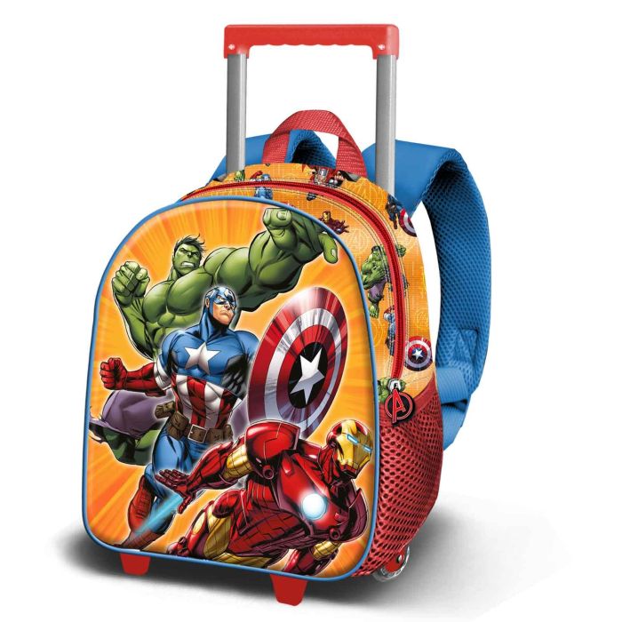 Mochila 3D con Ruedas Pequeña Attack Marvel Los Vengadores Rojo