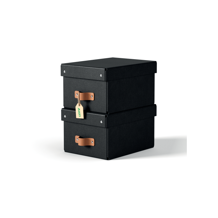 Pack 2 Cajas de Almacenamiento Cartón Pequeña Color Negro Leitz 61470095 0 Pack 2 Cajas de Almacenamiento Cartón Pequeña Color Negro Leitz 61470095 0