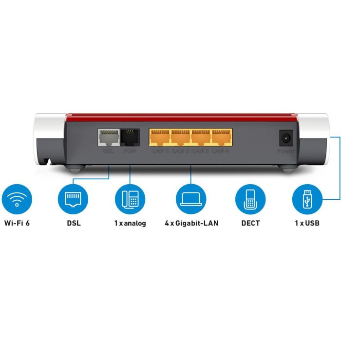 AVM 7530 AX Router Wi-Fi 6 Doble Banda (2.4/5GHz) ADSL/VDSL/Ethernet WAN Gigabit Ethernet con USB 2