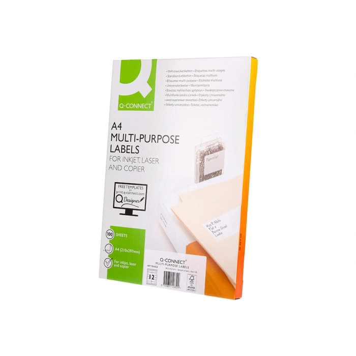 Q-connect Etiqueta Adhesiva KF10652 96.5x42.3 mm para Fotocopiadora Laser Ink-jet, Caja 100 Hojas DIN A4 2 Q-connect Etiqueta Adhesiva KF10652 96.5x42.3 mm para Fotocopiadora Laser Ink-jet, Caja 100 Hojas DIN A4 2