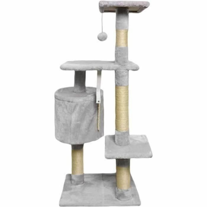 PALOMA Rascador para gatos gris 40 x 40 x 114 cm - 3 plataformas, 1 cuerda, 1 nicho, postes rascadores 4 PALOMA Rascador para gatos gris 40 x 40 x 114 cm - 3 plataformas, 1 cuerda, 1 nicho, postes rascadores 4