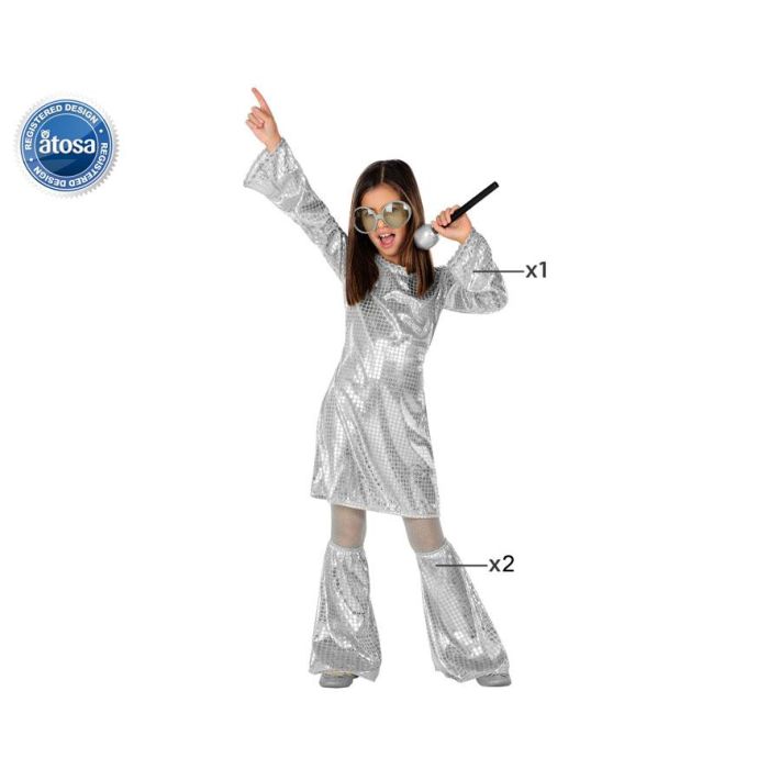 Disfraz Disco Plateado Niña Infantil 3-4 Años Disfraz Disco Plateado Niña Infantil 3-4 Años