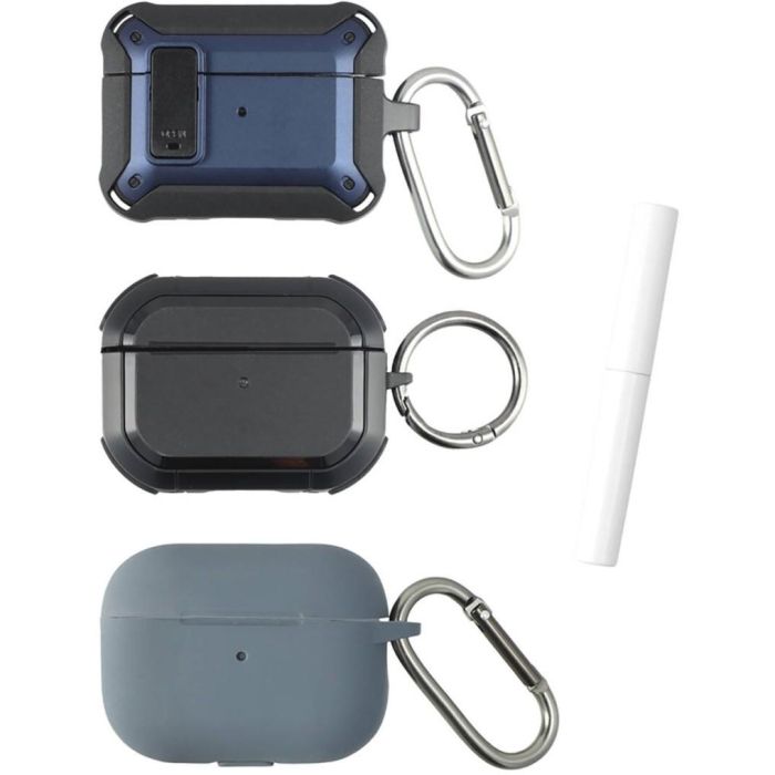 4smarts Set Fundas Alpha para AirPods Pro 2.3 en azul, gris y negro