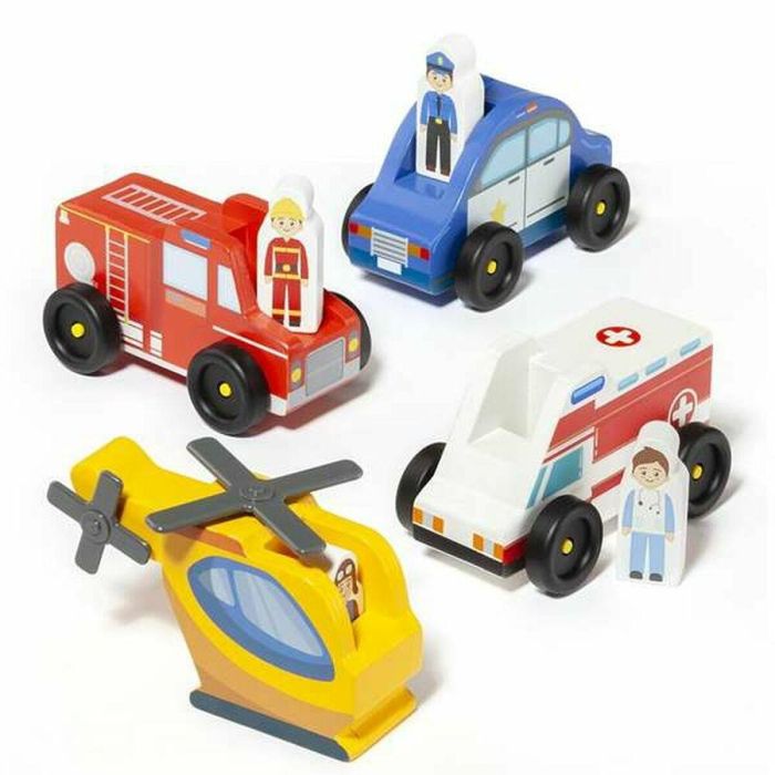 Molto Set de 4 Camiones de Madera Resistente Juguete Didáctico Infantil para Niños a partir de 1 Año Material Natural y Seguro