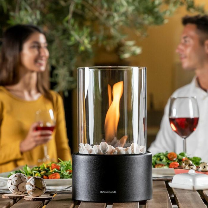 Innovagoods Chimenea de mesa de bioetanol decorativa v0103774, diseño moderno, base de hierro, sin humo, Ø16x26.5cm