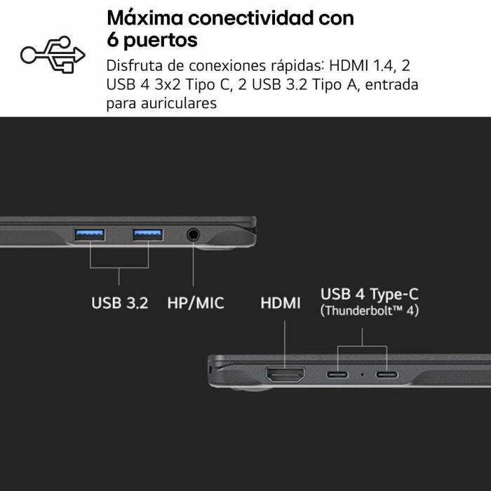 LG 14Z90RU-G.AA55B Portátil Gram 14" Ligero Intel Core i5-1334U 16GB RAM 512GB SSD WUXGA Windows 11 Home Negro 13