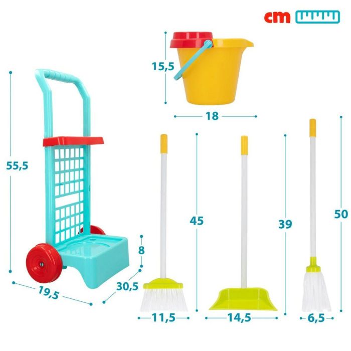 Carrito de Limpieza con Accesorios Colorbaby Juguete 5 Piezas 30,5 x 55,5 x 19,5 cm (12 Unidades) 1