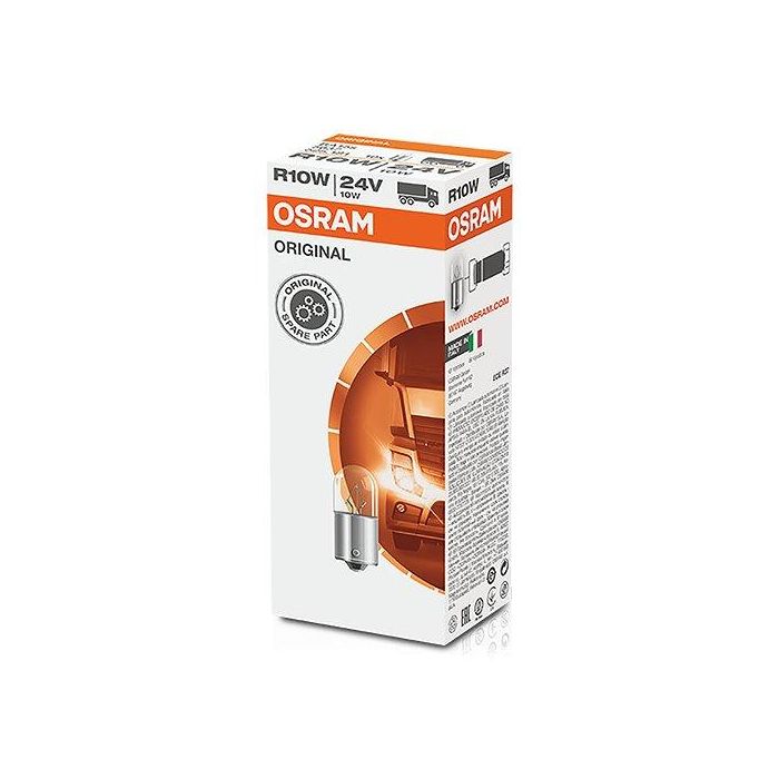 Osram 5637 Lámpara Halógena Original BA15s 24V 10W R10W, Bombilla para Luz Posición Freno e Intermitente, Pack 10 Unidades 0 Osram 5637 Lámpara Halógena Original BA15s 24V 10W R10W, Bombilla para Luz Posición Freno e Intermitente, Pack 10 Unidades 0