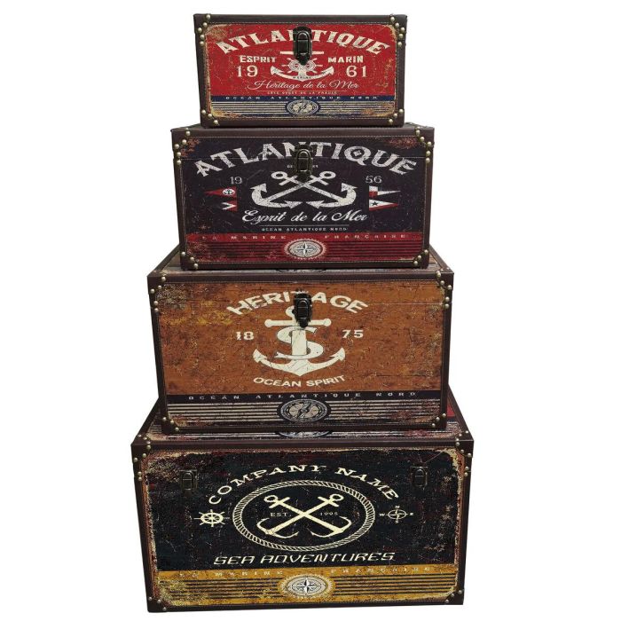 Juego de Cajas Decorativas Home ESPRIT Multicolor Madera Lienzo 0 Juego de Cajas Decorativas Home ESPRIT Multicolor Madera Lienzo 0