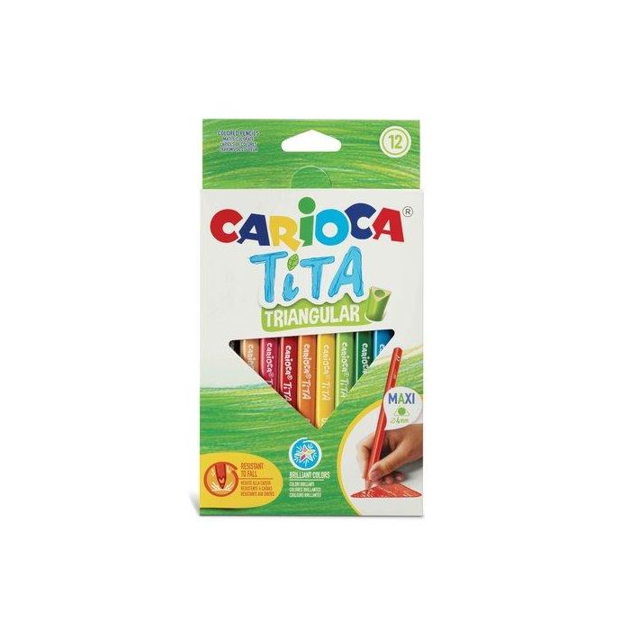 Lapices De Colores Carioca Tita Triangular Maxi Estuche De 12