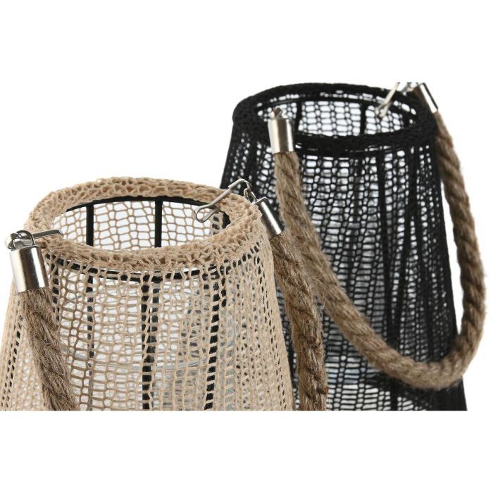 Portavela Alpino DKD Home Decor Negro Natural 19 x 22 x 19 cm (2 Unidades) 3