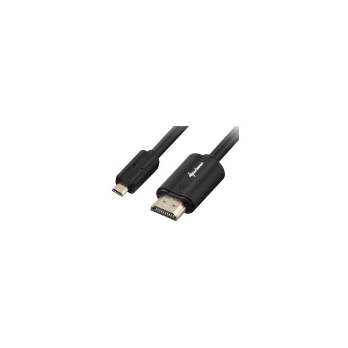 Sharkoon Cable HDMI a micro HDMI 4K 1.5m Negro - Soporte 3D, Conectores Dorados, Mylar, Ethernet