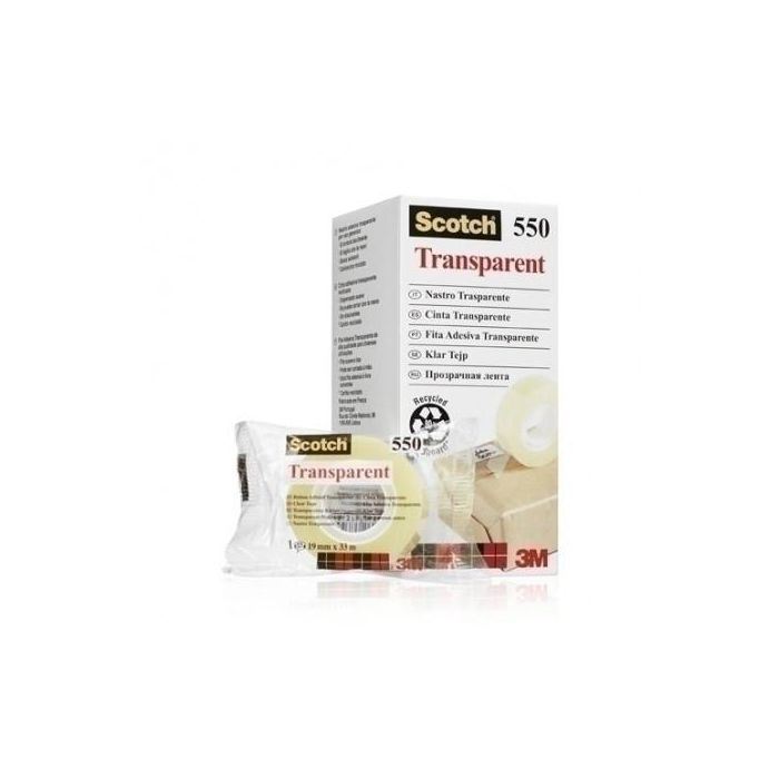Scotch Cinta Transparente 550 19x33M - Pack 8 Rollos