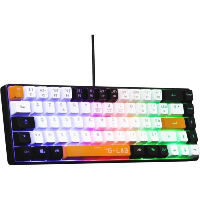 The G-Lab KEYZ-HYDRO-BKWO/FR Teclado Gaming Compacto 60% Membrana, Retroiluminación Fija 3 Colores, Diseño Negro Blanco Naranja The G-Lab KEYZ-HYDRO-BKWO/FR Teclado Gaming Compacto 60% Membrana, Retroiluminación Fija 3 Colores, Diseño Negro Blanco Naranja