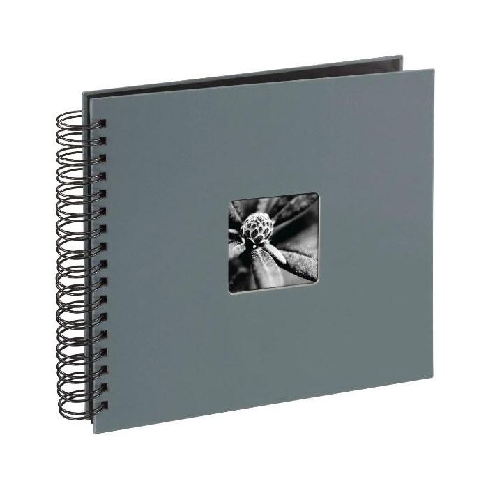 Hama 94879 Álbum de Fotos Fine Art Espiral Gris 28x24 cm con 50 Páginas Negras para 100 Fotos 10x15