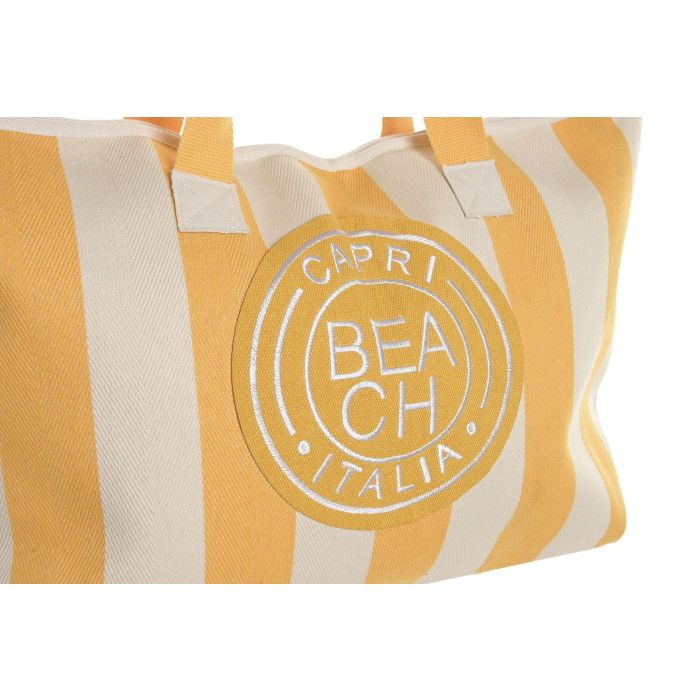 DKD Home Decor Bolso Mediterraneo Amarillo y Azul Poliester con Cremallera 60 x 35 x 16 cm (4 Unidades)