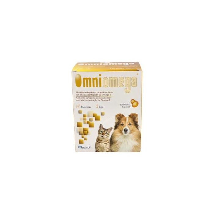 Omniomega 120 Cápsulas - Omega 3, EPA, DHA y Vitamina E para Perros y Gatos