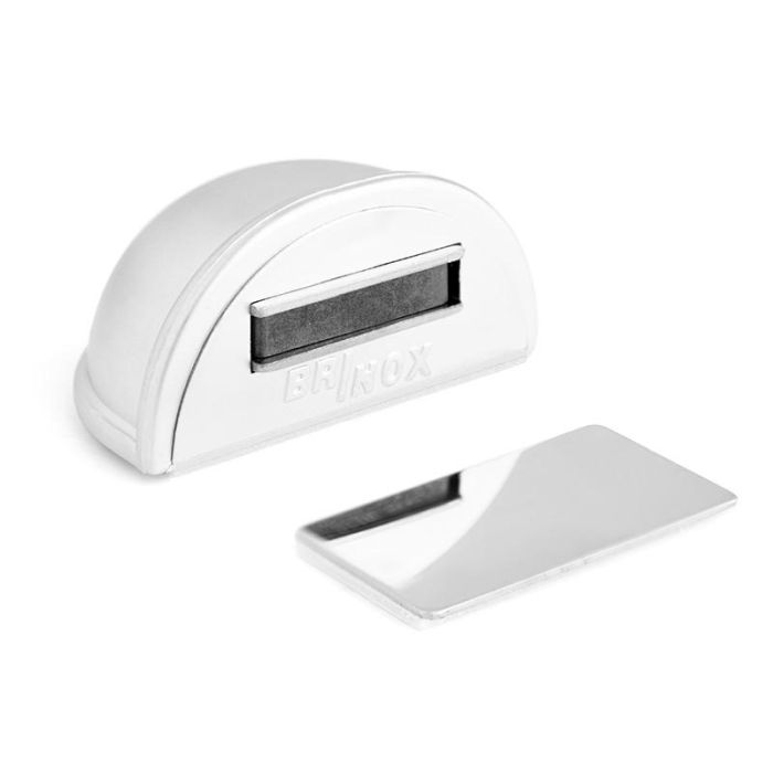 Brinox B78260F Tope Puerta Adhesivo Magnético Media Luna, Cromo Mate