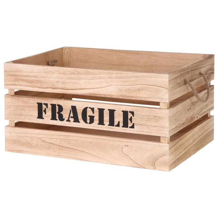 Home Deco Factory Juego 2 Cajas Madera "Fragile" con Asas de Cuerda Encajables Medidas: 54x37x28 cm y 48x31x26 cm 3