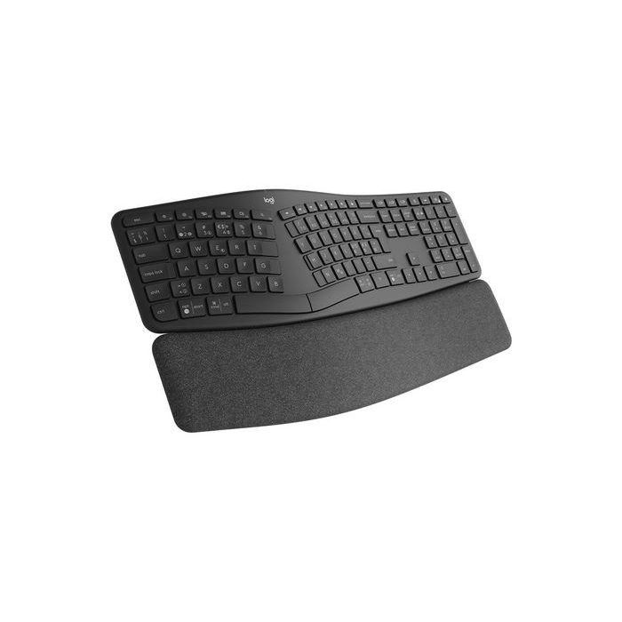 Logitech 920-010105 Teclado Inalámbrico Ergonómico Partido Ergo K860. Postura mejorada, reposamuñecas acolchado y conexión Bluetooth/USB 2