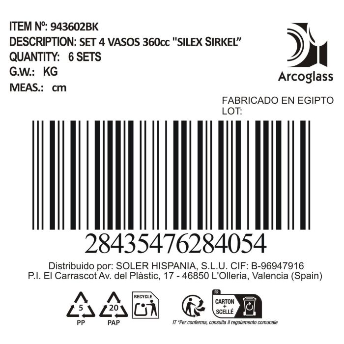 Set de 4 Vasos Silex Sirkel 360 cc - Inde (6 Cajas) 1 Set de 4 Vasos Silex Sirkel 360 cc - Inde (6 Cajas) 1