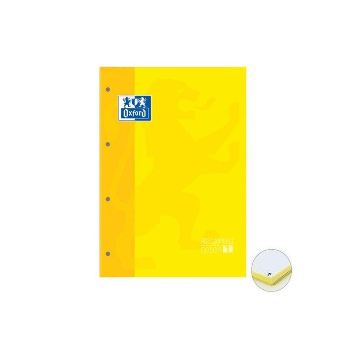 Recambio Oxford School Color 1 Encolado A4+ 80H 90Gr 4 Taladros Cuadric.5X5 Amarillo (1 Color De Recuadro) 5 unidades