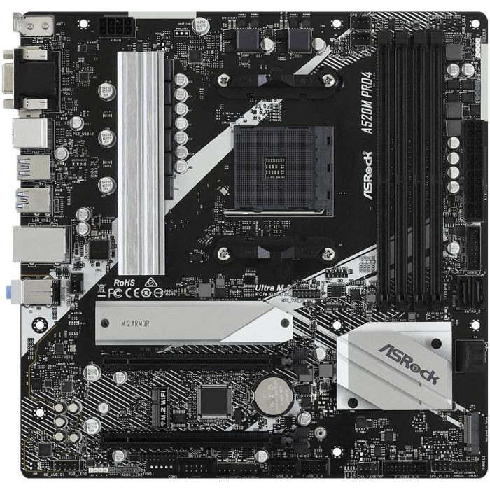ASRock A520M Pro4 Placa Base micro ATX Socket AM4 Compatible con AMD Ryzen 1 ASRock A520M Pro4 Placa Base micro ATX Socket AM4 Compatible con AMD Ryzen 1