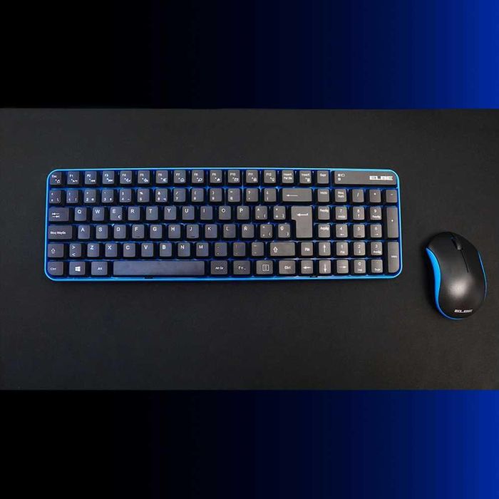 Elbe PTR-101 Pack Teclado y Ratón Inalámbricos Azul-Negro con Receptor Nano USB 4