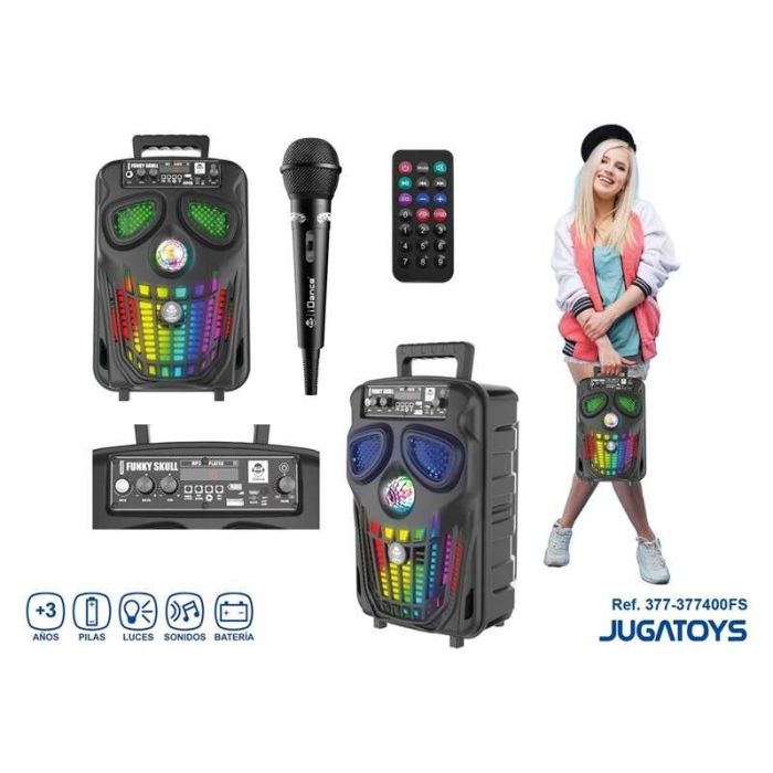 Altavoz calavera funky con micrófono y mando a distancia 1
