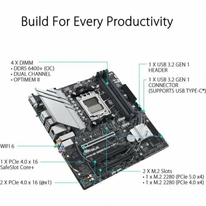 Asus PRIME B650M-A WiFi II Placa Base AMD B650 Micro ATX AM5 ASU1691056882873 15