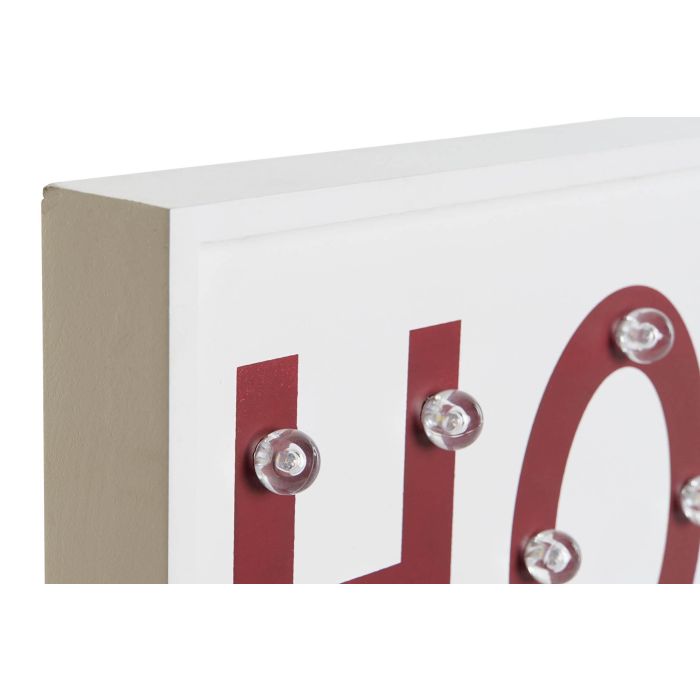 DKD Home Decor Carteles Urban 4 x 22 x 48 cm (2 Unidades) Madera Blanco Rojo Leds Love Home 2