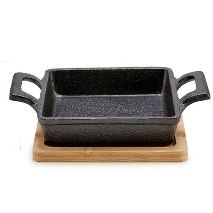 Cazuela para Servir Tapas Kinvara 1277SJ4810 Marrón Negro Bambú Hierro 19 x 5 x 14 cm (12 Unidades) 1