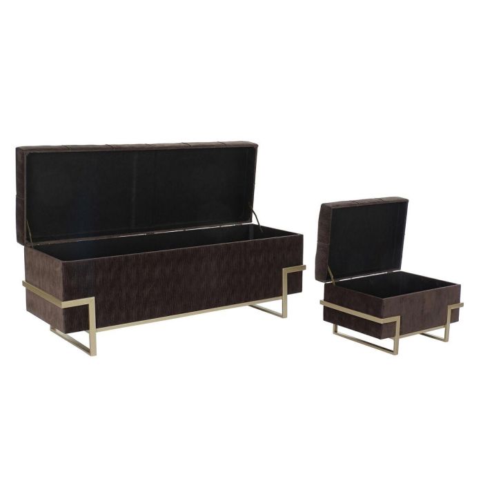 Descalzadora Glam DKD Home Decor Marron Dorado 42 x 48 x 120 cm Set de 3 4