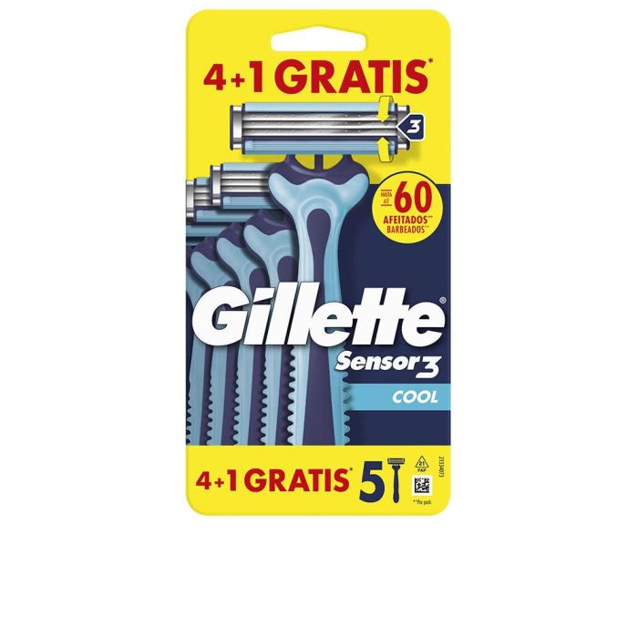 Gillette SENSOR3 COOL Cuchillas de Afeitar Desechables para Hombre, 4 unidades