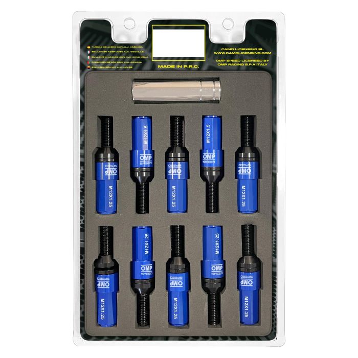 Omp Speed Juego De 20 Tornillos Con Protector De Aluminio De Colores M12x1.25 Llave De 17-19 Largo 28 mm Con Protector Azul OMPS09971207 Omp Speed Juego De 20 Tornillos Con Protector De Aluminio De Colores M12x1.25 Llave De 17-19 Largo 28 mm Con Protector Azul OMPS09971207