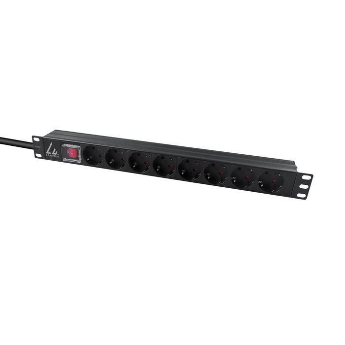 Lanview Regleta Rack 19" 1U, 16A, con 8 Tomas Schuko y Enchufe C14
