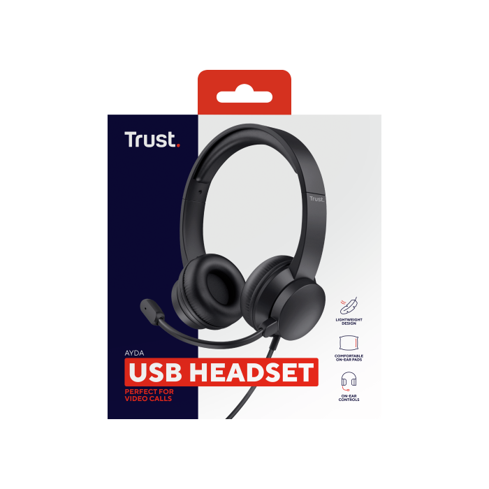 Trust Auriculares Ayda Estéreo con Micrófono Ajustable, Conexión USB, Negro 6