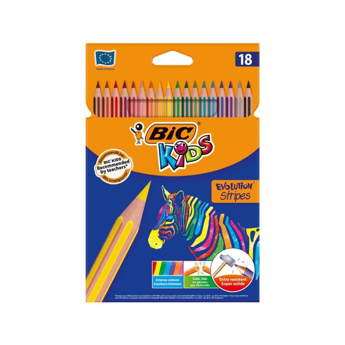 Bic Lápices De Colores Kids Evolution Stripes C-Surtidos Estuche 18 Ud 1