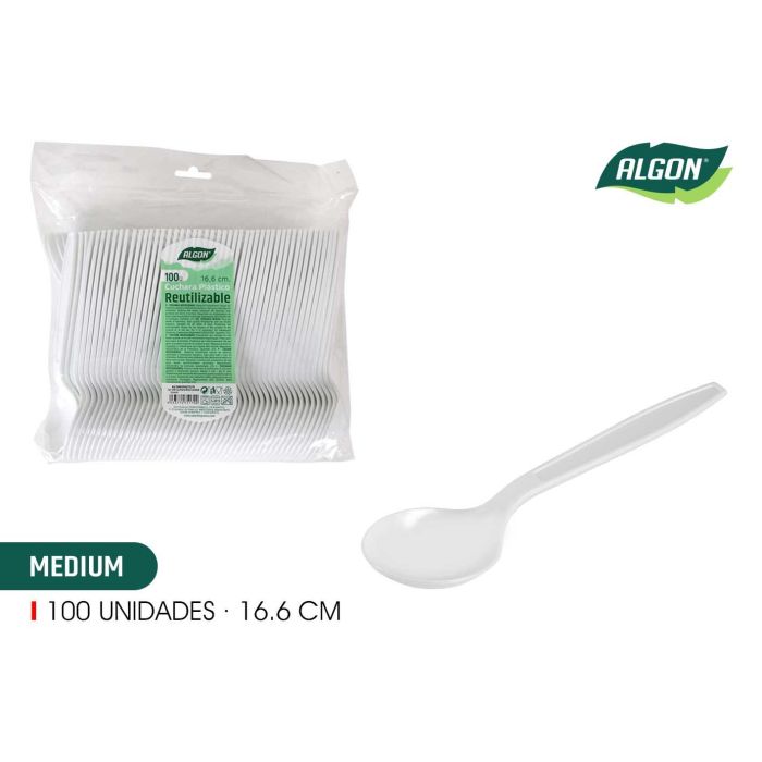 Set de 100 cucharas Medium 16.6 cm Algon (10 Cajas) Set de 100 cucharas Medium 16.6 cm Algon (10 Cajas)