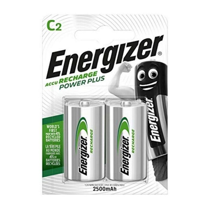 Energizer ENE300321800 Pila Recargable Power Plus 2500 mAh HR14 / C Blister 2 Unidades. Fabricada con 4% material reciclado. Larga duración. 4 Energizer ENE300321800 Pila Recargable Power Plus 2500 mAh HR14 / C Blister 2 Unidades. Fabricada con 4% material reciclado. Larga duración. 4