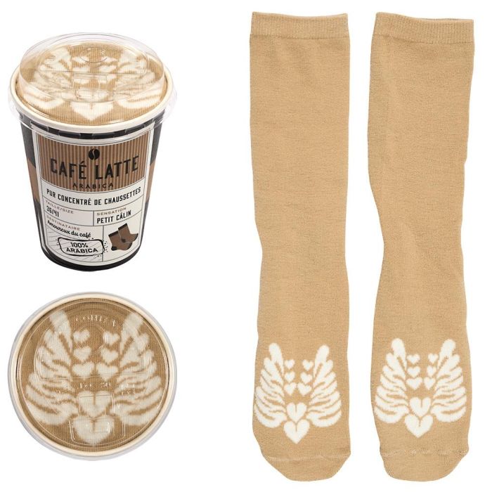 Home Deco Factory Calcetines de Vaso Café, Modelos Surtidos (Mocha, Cappuccino, Latte) Tallas 36-45