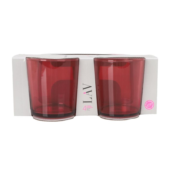 LAV Set de 4 Vasos Pinta, 340 ml, Color Rojo, 8.5 cm de Diámetro x 9 cm de Altura, Vidrio (6 Cajas) 1