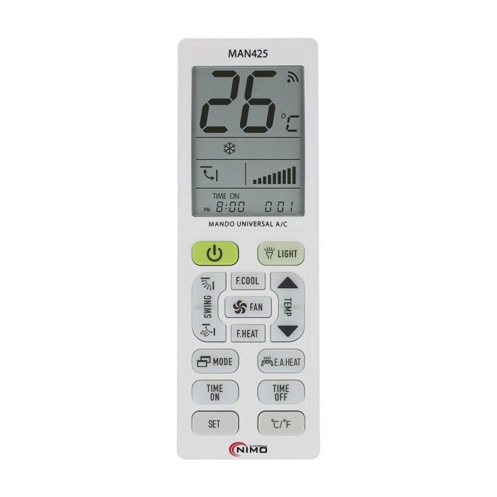 Nimo Mando universal para aire acondicionado con 5000 códigos, compatible con todas las marcas, función eco, temporizador, termómetro, reloj, linterna, pantalla iluminada